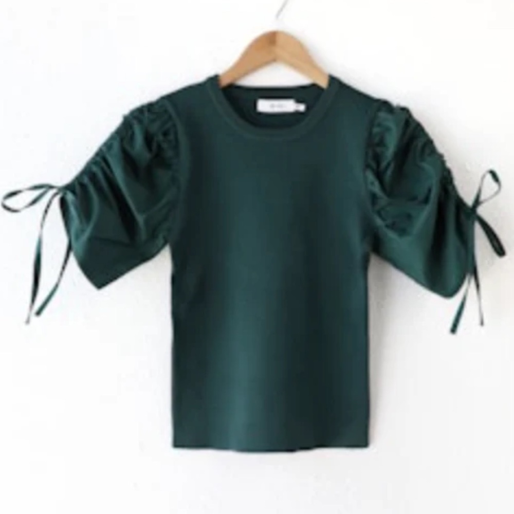 Nicole Miller | Green ruched sleeved top